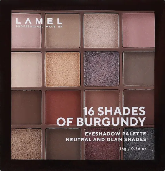 Lidschatten-Palette - LAMEL Make Up Eyeshadow 16 Shades Of Burgundy Palette 16-4-1